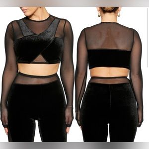 Naked Wardrobe Velvet Crop Top